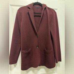 J Crew Factory Sweater Blazer in Burgundy Cotton